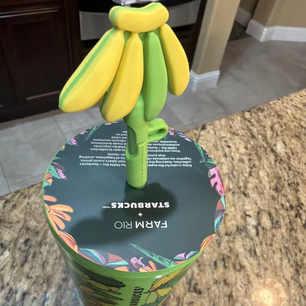 Starbucks x Farm Rio 24 Oz Tropical Yellow Green Bananas 2025 Cold Cup w/ Straw